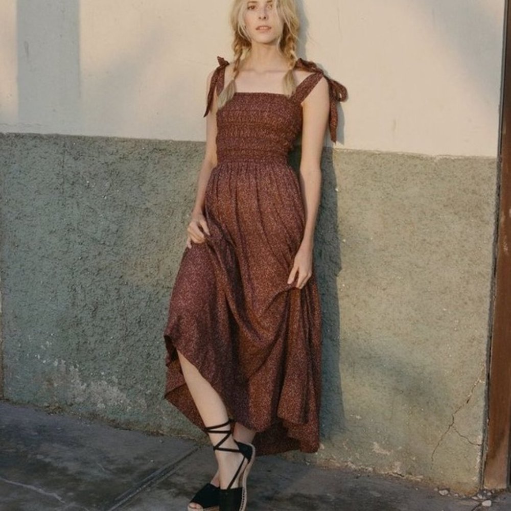 Dôen Jasmine Dress in Rust Ditzy Floral Size XS